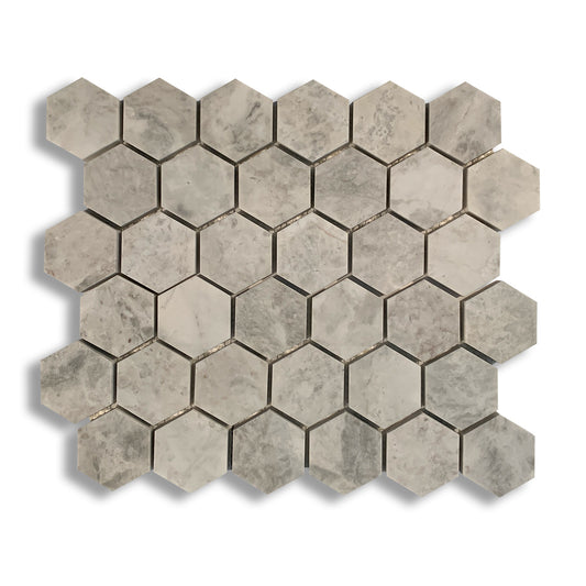 Alicha White Mosaic Hexagon 2"x2"