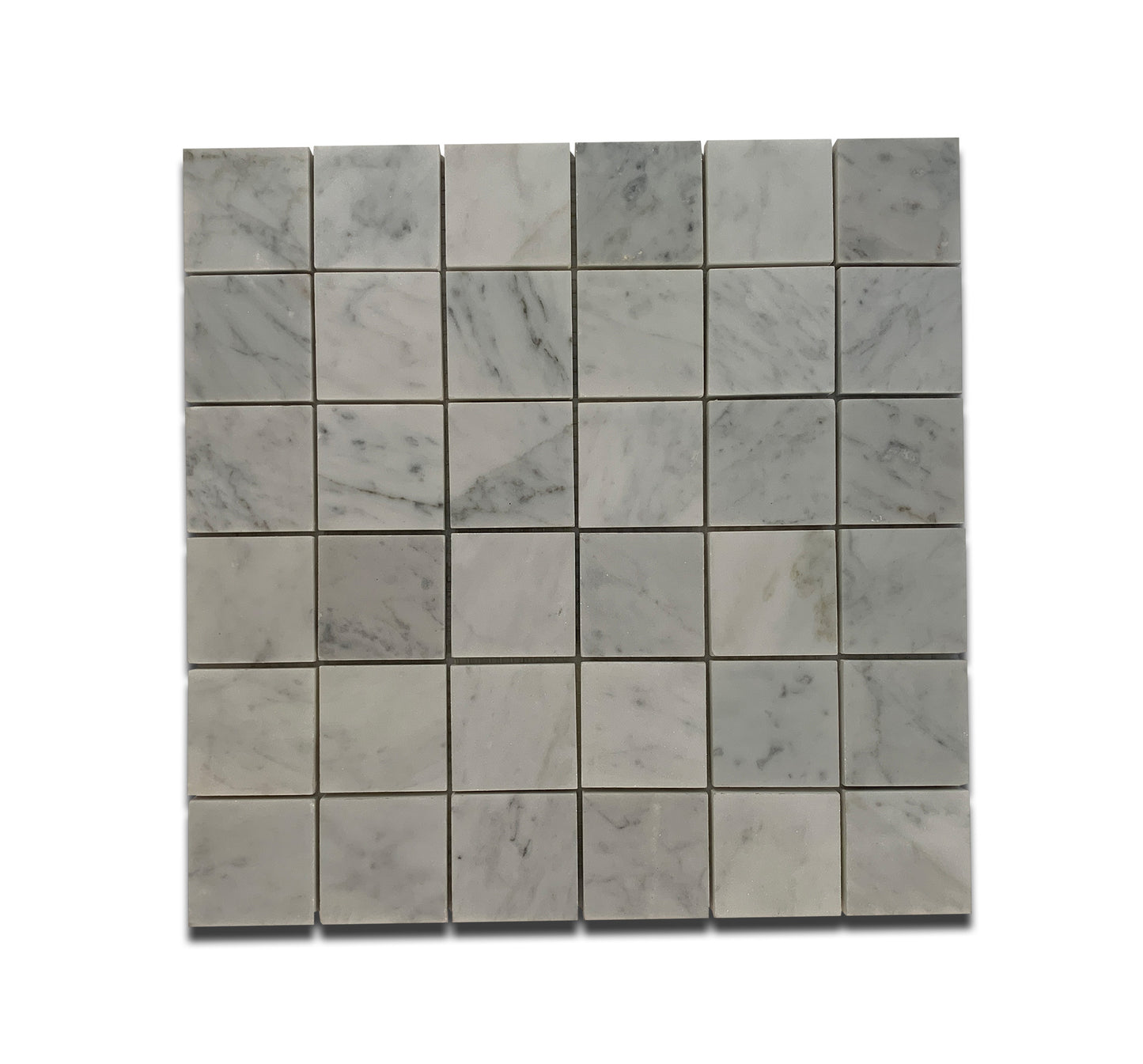 BIANCO CARRARA MARBLE MOSAIC POLISHED SQUARE 12"x12"