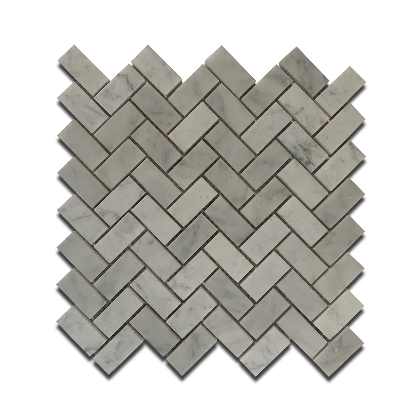 BIANCO CARRARA MARBLE MOSAIC HONED HERRINGBONE "x"