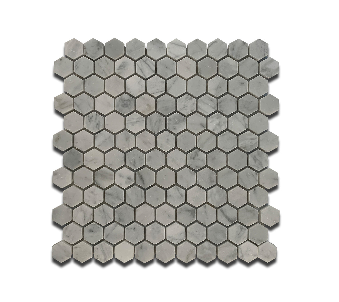 BIANCO CARRARA MARBLE MOSAIC POLISHED HEXAGON 11.75"x11.25"