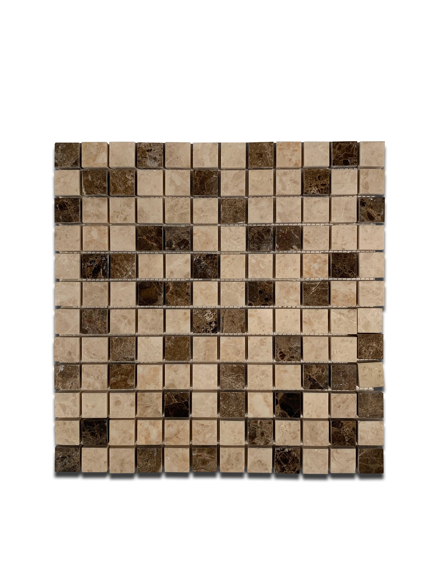 CAPPUCCINO MARBLE MOSAIC POLISHED BW DARK EMPERADOR DOT 12"x12"