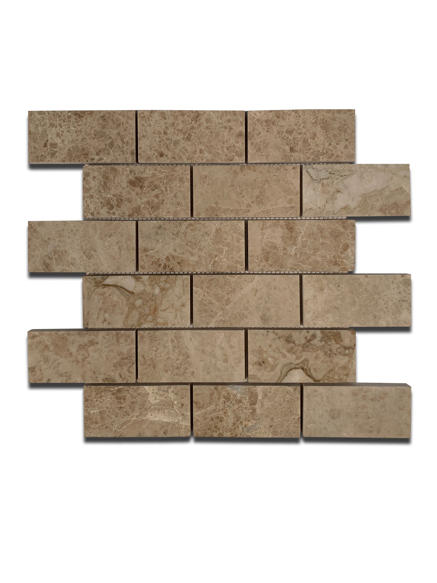 CAPPUCCINO MARBLE MOSAIC POLISHED BRICK 12"x12"