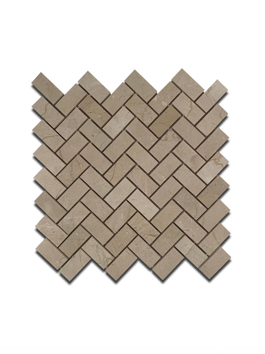 CREMA MARFIL MARBLE MOSAIC POLISHED HERRINGBONE 11.25"x11"