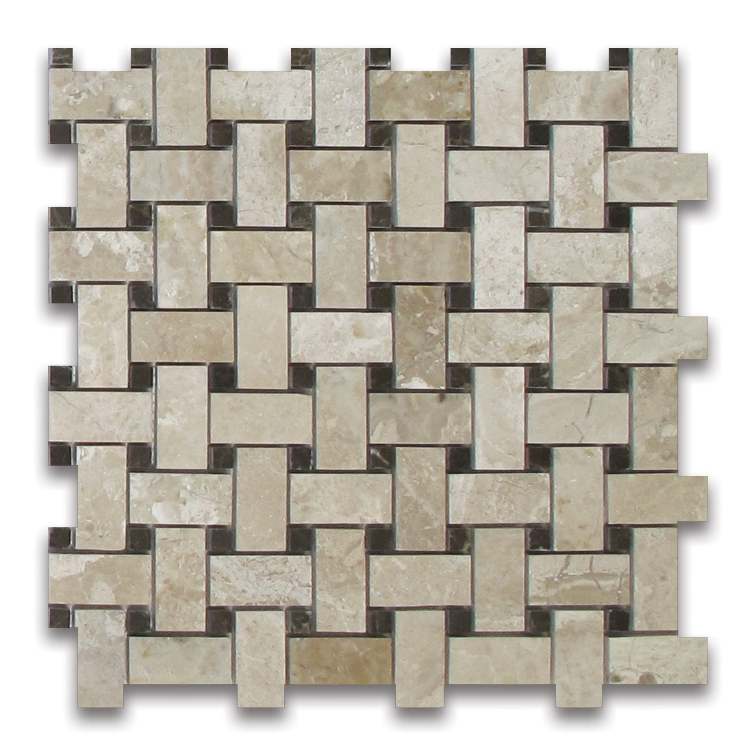 DIANA ROYAL MARBLE MOSAIC POLISHED BASKET WEAVE 12"x12"