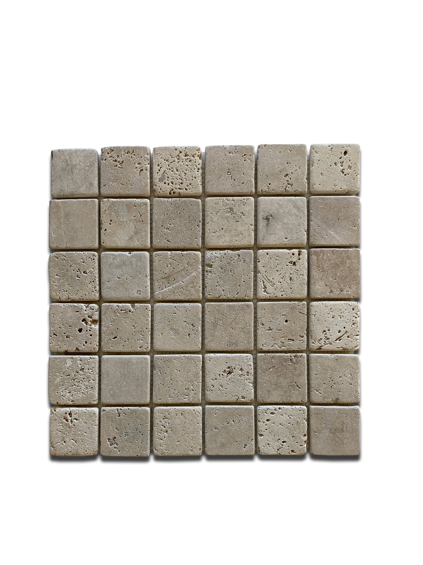 LIGHT TRAVERTINE MOSAIC TUMBLED SQUARE 11"x12"