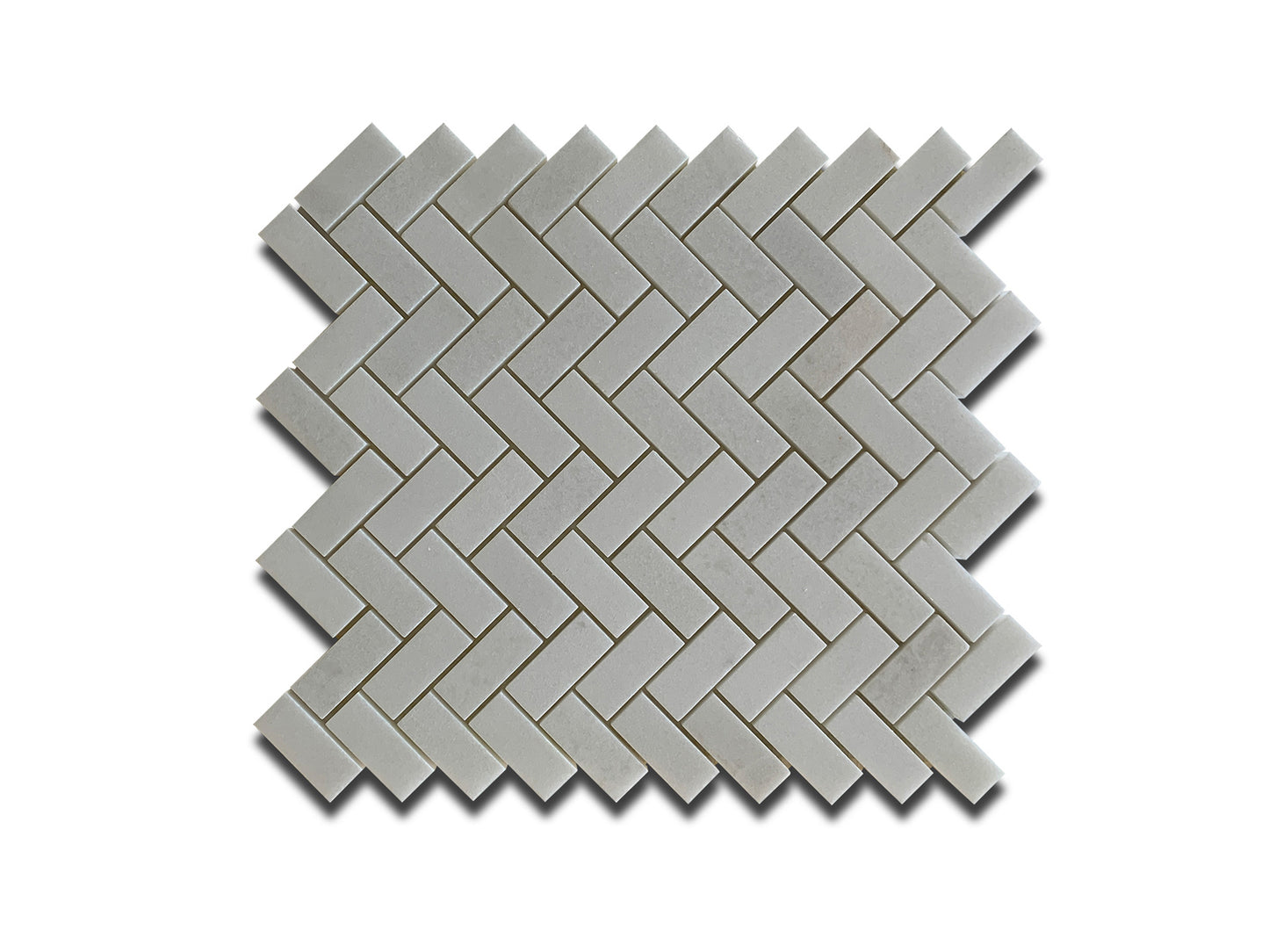 THASSOS MARBLE MOSAIC POLISHED HERRINGBONE 11.75"x12"