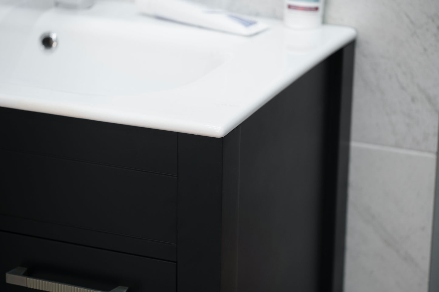 ELARA 30" BLACK VANITY WITH PORCELAIN TOP AND SINK