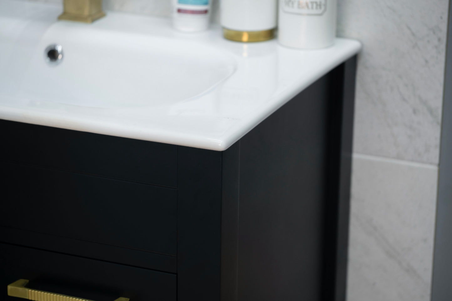 ELARA 30" BLACK VANITY WITH PORCELAIN TOP AND SINK