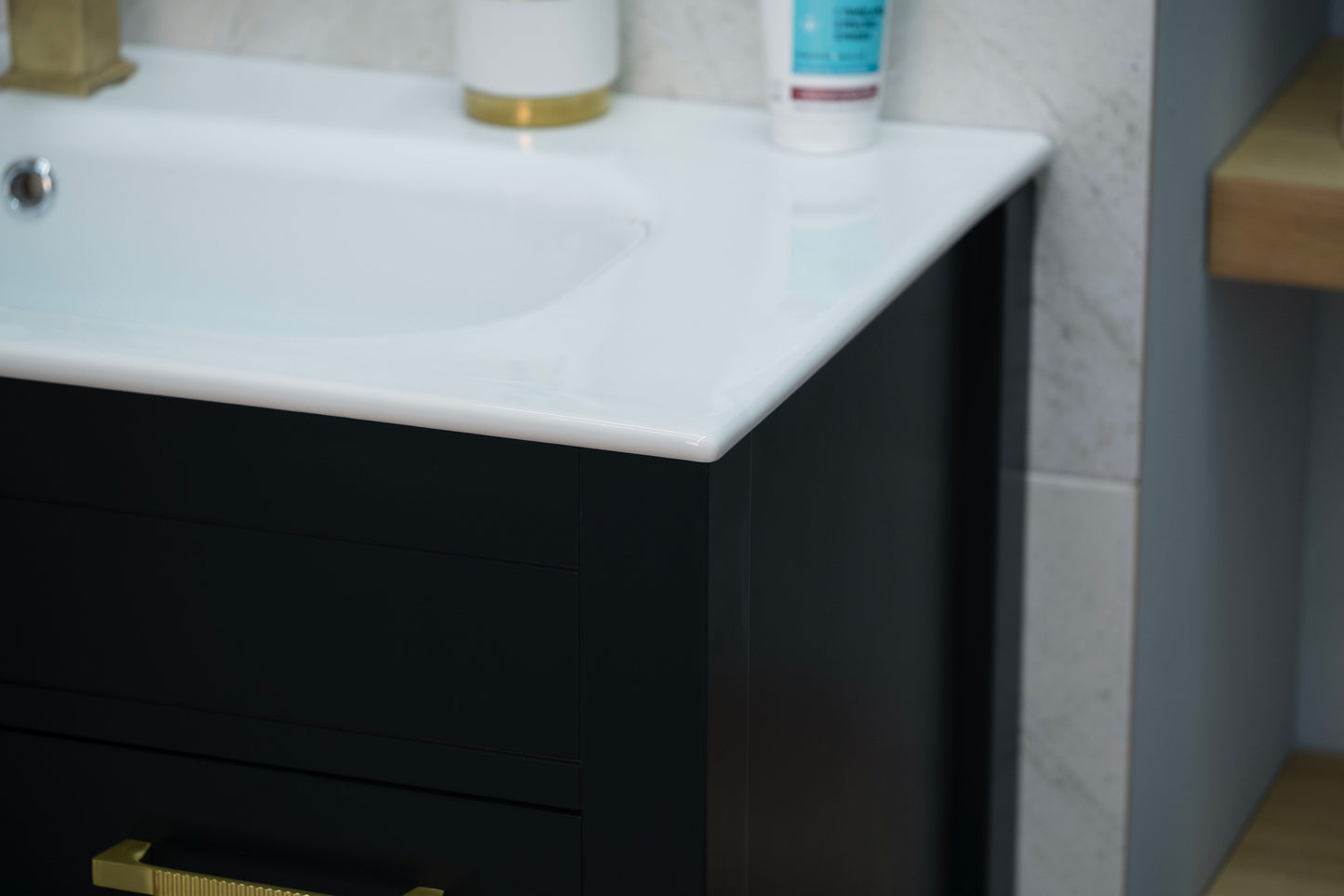 ELARA 36" BLACK VANITY WITH PORCELAIN TOP AND SINK