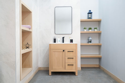 ELARA 30" NATURAL OAK VANITY WITH PORCELAIN TOP AND SINK