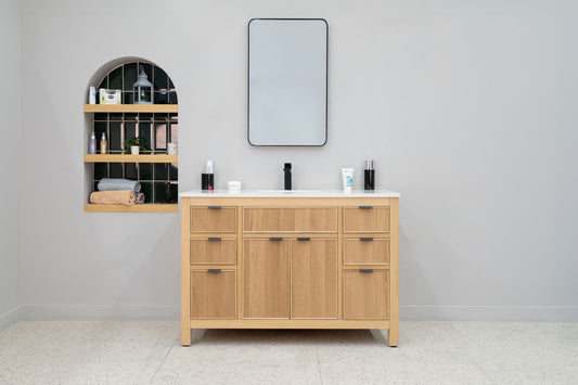 SERENA 48" NATURAL VANITY WITH PORCELAIN TOP AND SINK