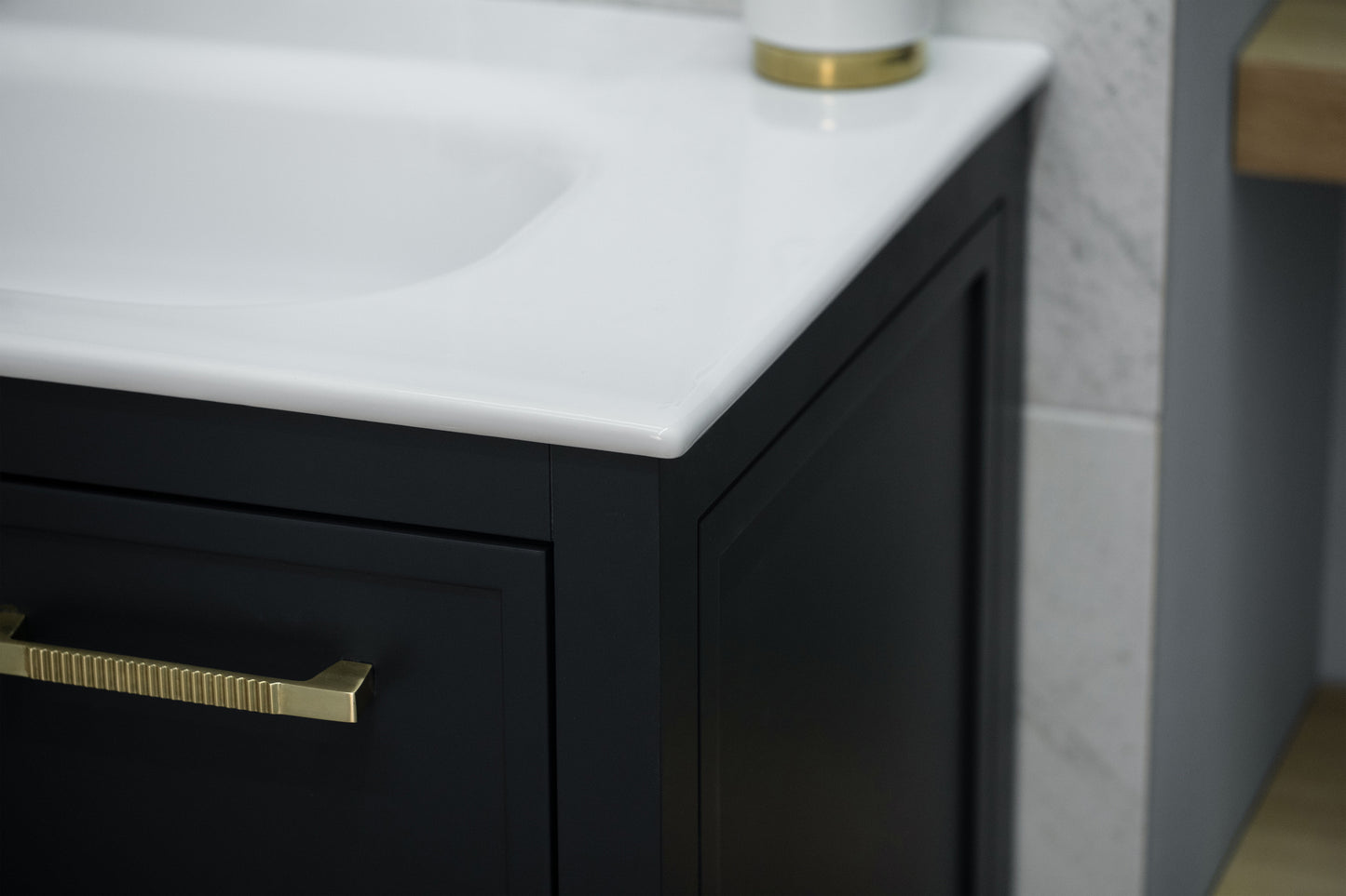 HAZEL 30" DARK GRAY VANITY WITH PORCELAIN TOP AND SINK