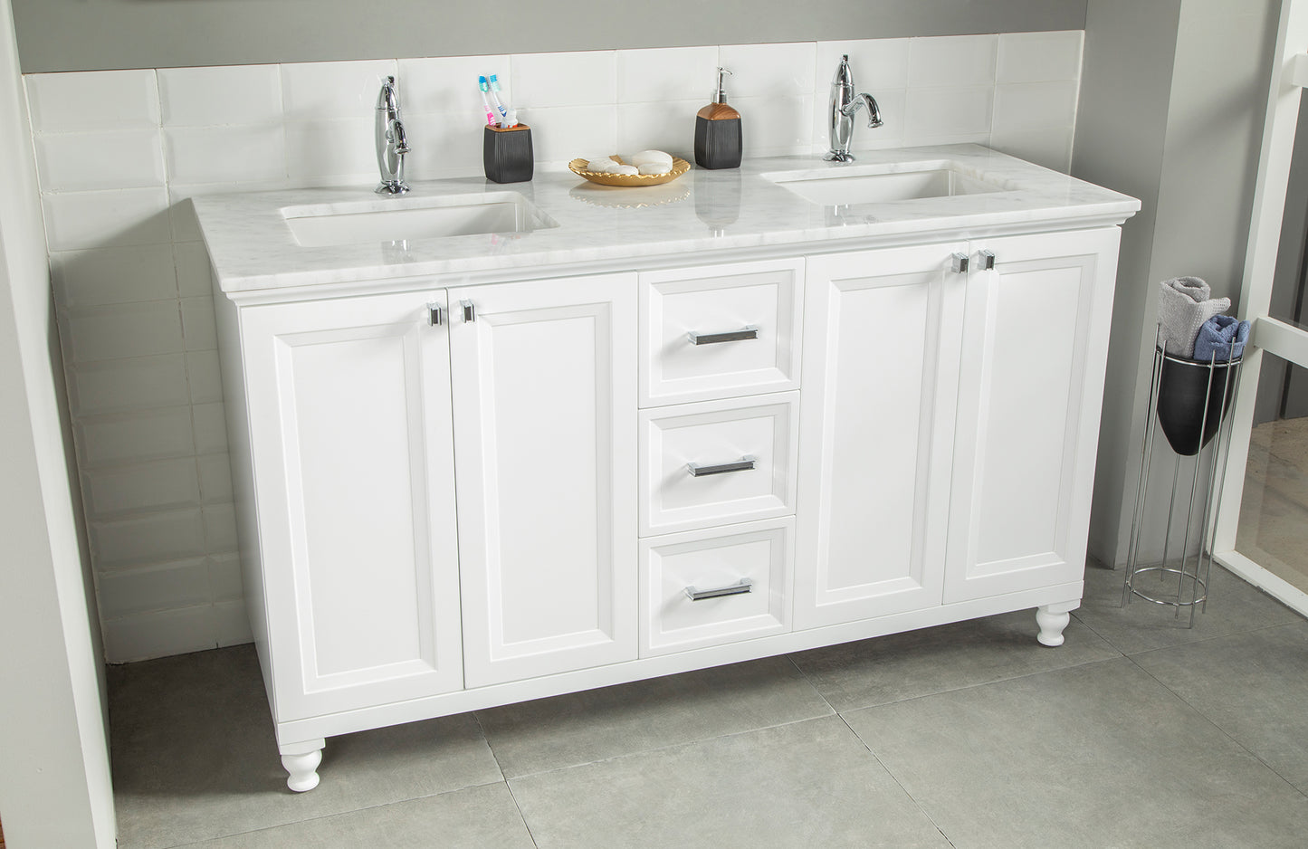 ELIZA WHITE 60" VANITY (DOUBLE BOWL)