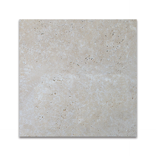 LIGHT TRAVERTINE TILE FILLED AND HONED 12"x12"