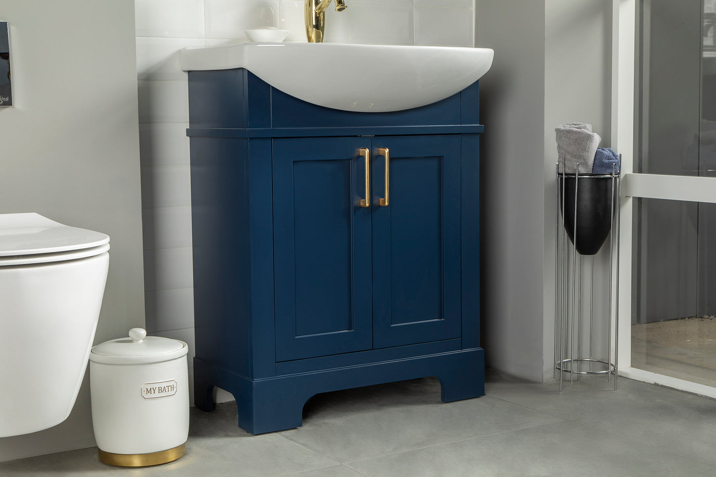 MIRA NAVY BLUE 26" VANITY  WITH PORCELAIN TOP AND SINK