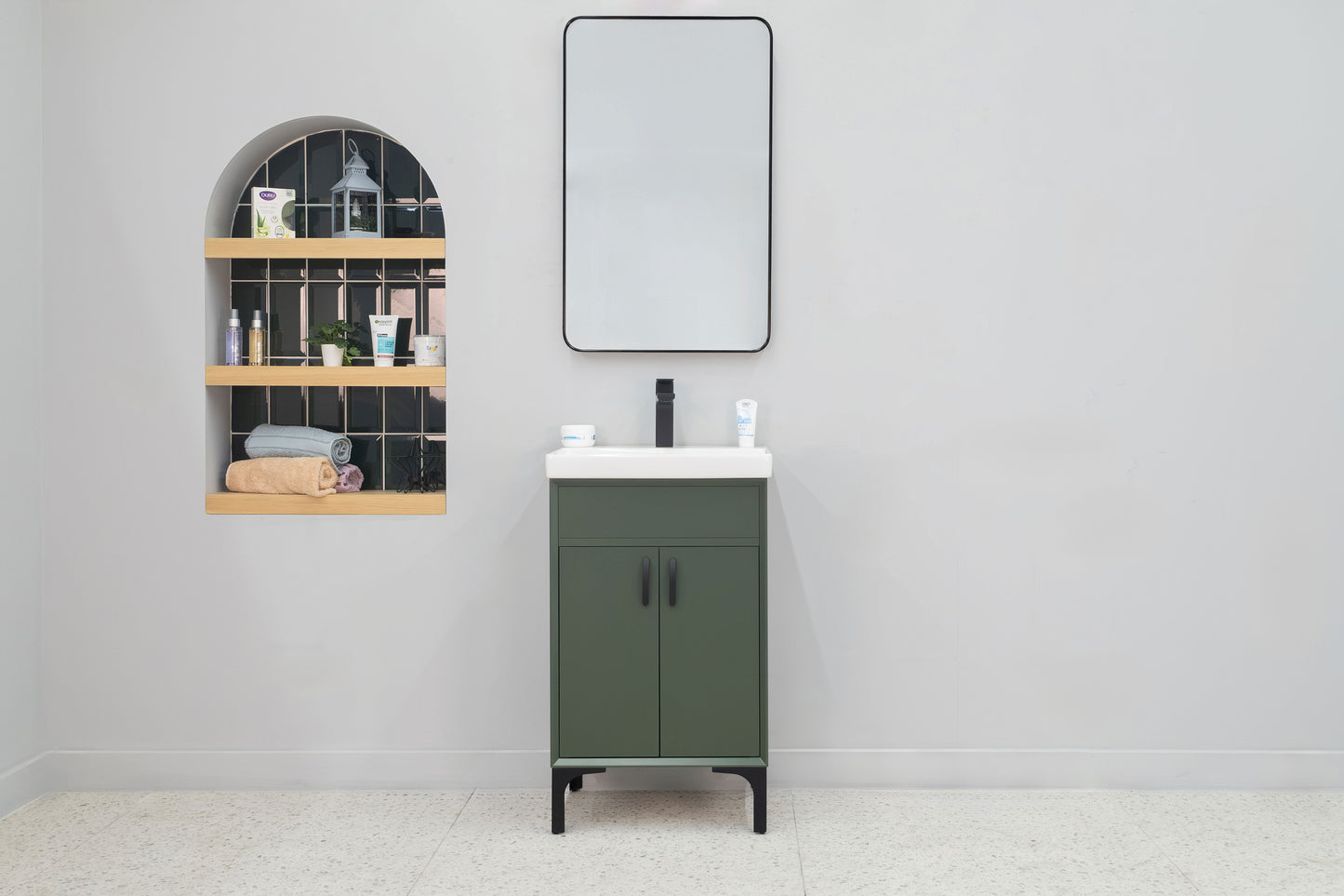 Eterna 20" Pine Green Vanity with Integrated Porcelain Sink