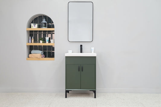 Eterna 24" Pine Green Vanity with Integrated Porcelain Sink