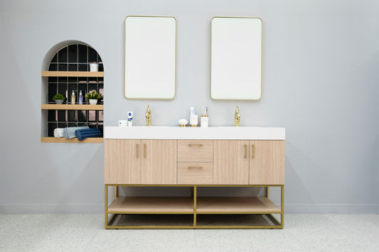 Aurelia 60" Natural Vanity with Integrated Porcelain Sink