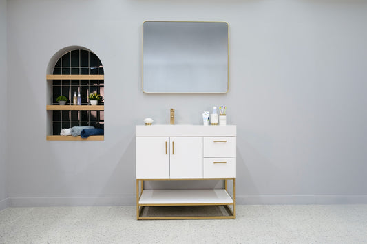 Aurelia 36" White Vanity with Integrated Porcelain Sink