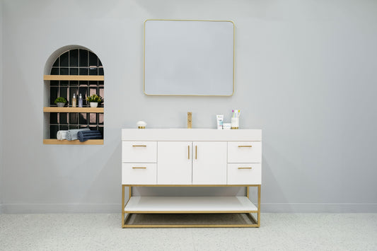 Aurelia 48" White Vanity with Integrated Porcelain Sink